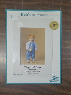Tiny Tot Boy Pattern - Blue Doll Overalls and Shirt #RPM5091